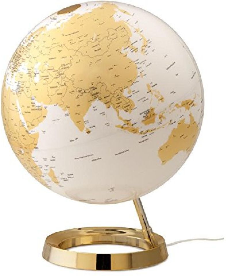 Atmosphere Light And Colour Metal Gold Illuminated Globe 30cm - Globes 