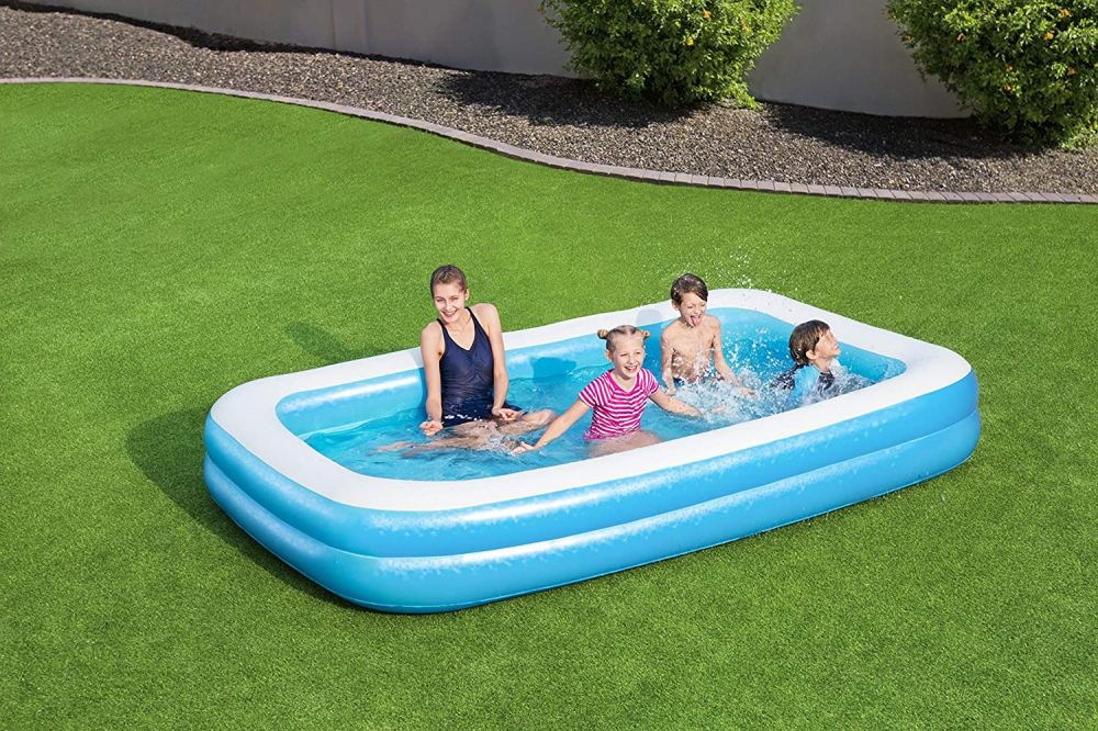 Blue Rectangular Family Paddling Pool 10ft X 6ft X 18in - Paddling Pools