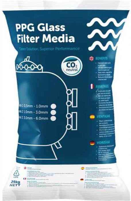 PGFM Glass Filtration Sand Filter Media 25kg- Grade 1 - Pool Filters